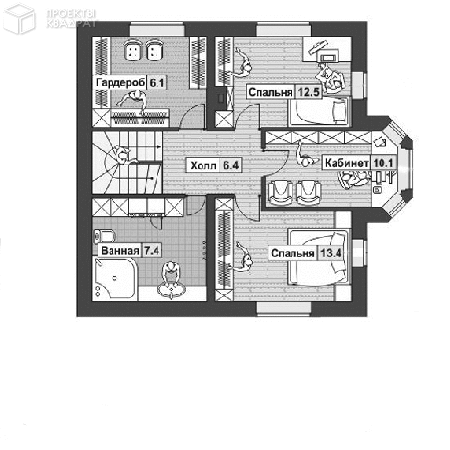 Проект o-135-1k 2-й этаж