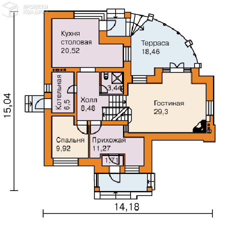 Проект o-158-1k 1-й этаж
