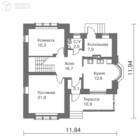 Проект o-159-1k 1-й этаж