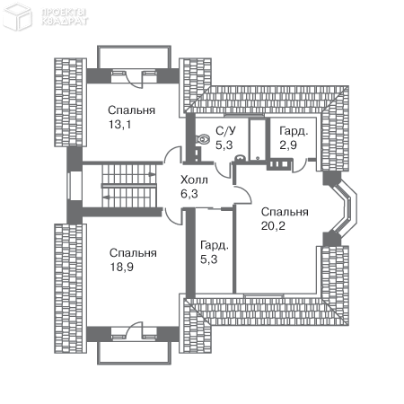 Проект o-159-1k 2-й этаж