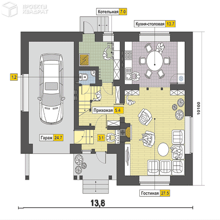Проект o-160-1k 1-й этаж