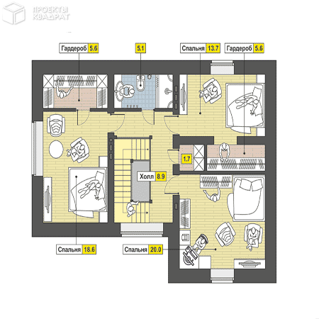 Проект o-160-1k 2-й этаж