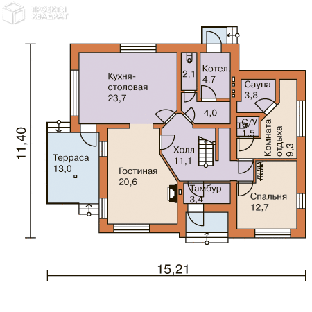 Проект o-165-1k 1-й этаж