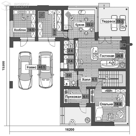 Проект o-172-1p 1-й этаж