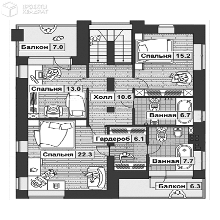 Проект o-173-1k 2-й этаж