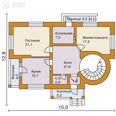 Проект o-175-1k 1-й этаж