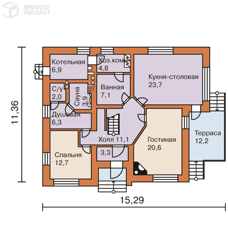 Проект o-186-1k 1-й этаж