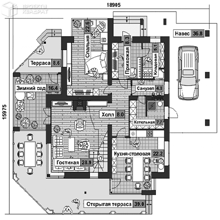 Проект o-227-1k 1-й этаж