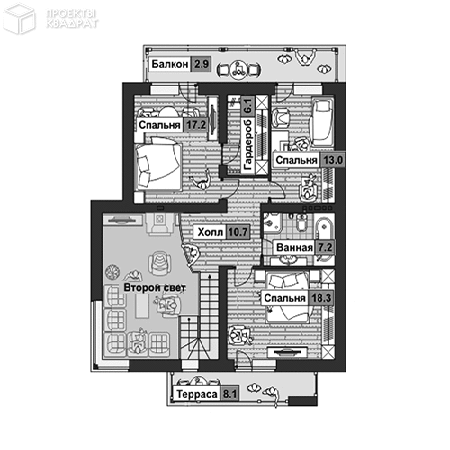 Проект o-227-1k 2-й этаж