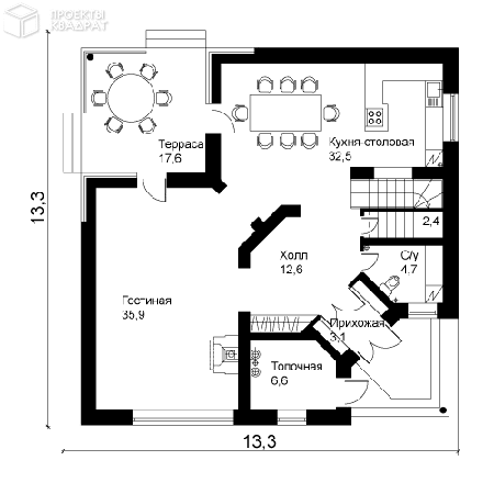 Проект o-231-1k 1-й этаж