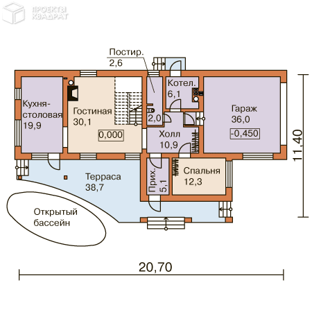 Проект o-253-1k 1-й этаж