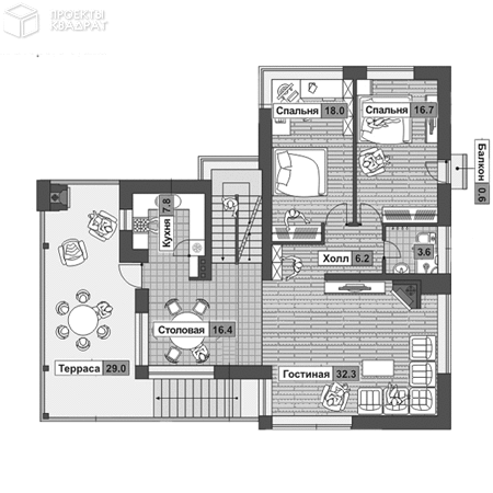 Проект o-261-1k 2-й этаж