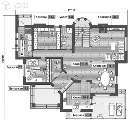 Проект o-277-1k 1-й этаж