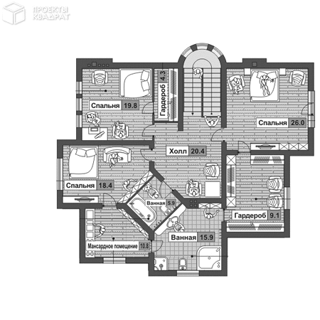 Проект o-277-1k 2-й этаж