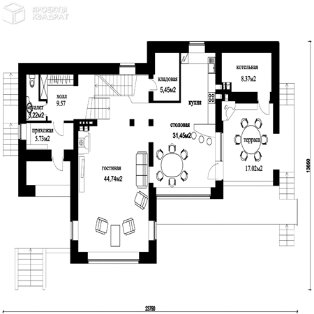 Проект o-308-1k 1-й этаж