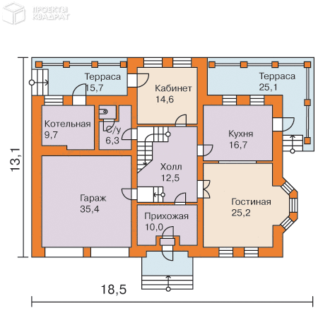 Проект o-349-1k 1-й этаж