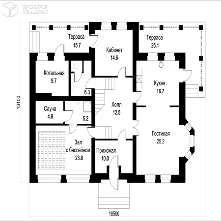 Проект o-350-1k 1-й этаж