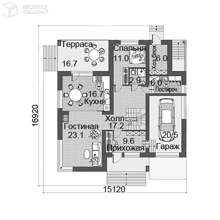 Проект o-355-1k 1-й этаж