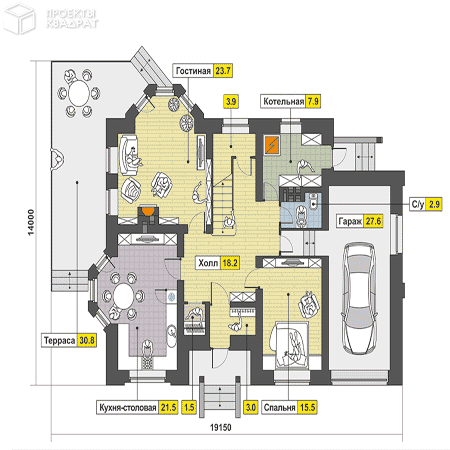 Проект o-358-1k 1-й этаж