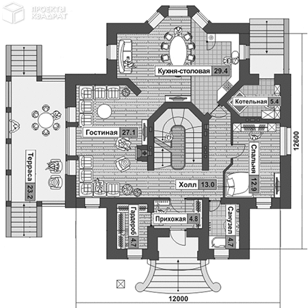 Проект o-362-1k 1-й этаж