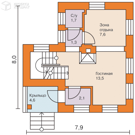 Проект w-093-1p 1-й этаж