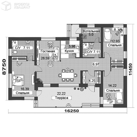 Проект w-113-1p 1-й этаж