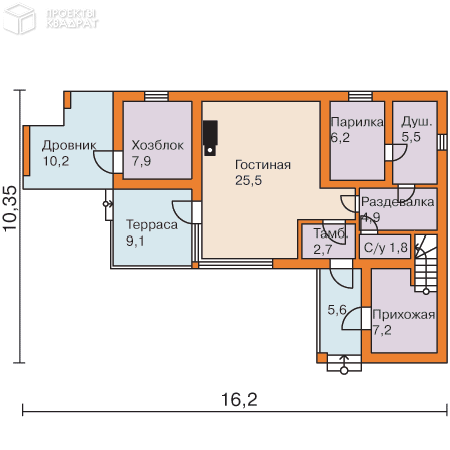 Проект w-116-1p 1-й этаж