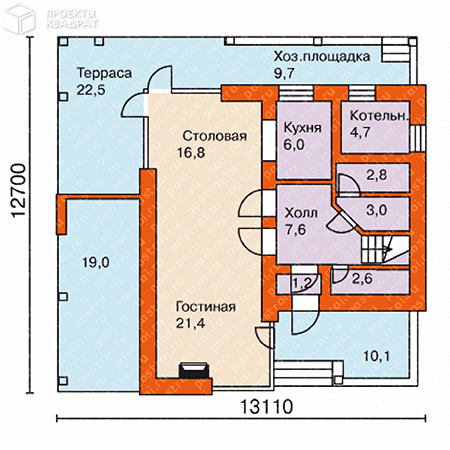 Проект w-138-1p 1-й этаж