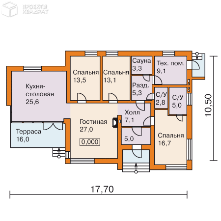 Проект w-140-1p 1-й этаж