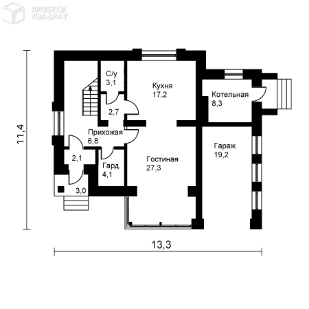 Проект w-148-1p 1-й этаж