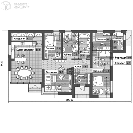 Проект w-161-1p 1-й этаж