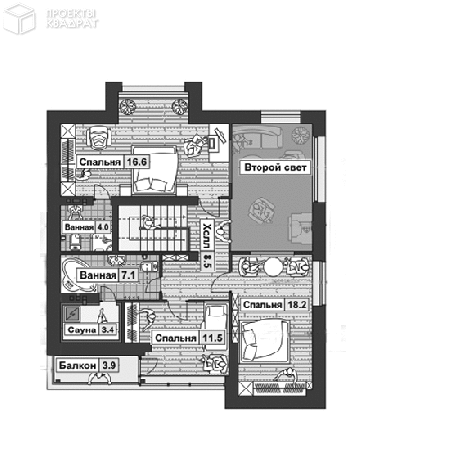Проект w-188-1p 2-й этаж