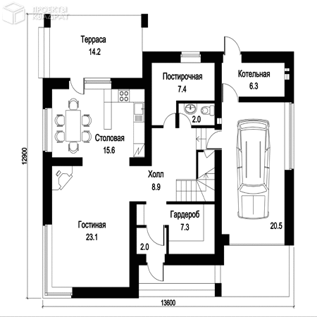 Проект w-194-1p 1-й этаж