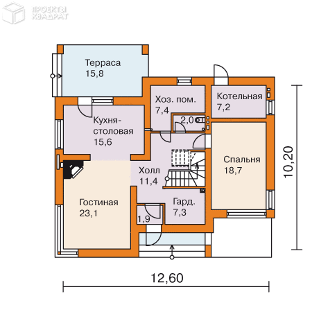Проект w-194-2p 1-й этаж