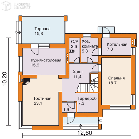 Проект w-194-4p 1-й этаж