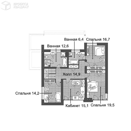Проект w-207-1p 2-й этаж
