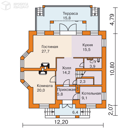 Проект w-210-1p 1-й этаж