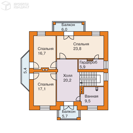 Проект w-210-1p 2-й этаж