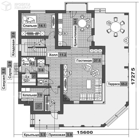 Проект w-211-1p 1-й этаж