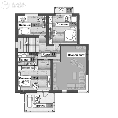 Проект w-211-1p Мансарда