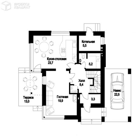 Проект w-213-1p 1-й этаж