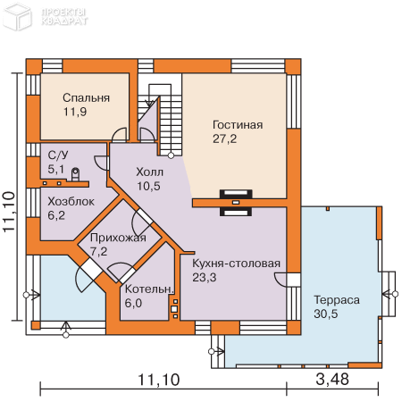 Проект w-214-1p 1-й этаж