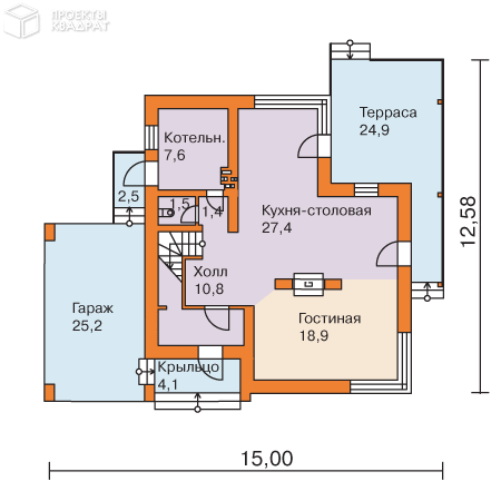Проект w-215-1p 1-й этаж