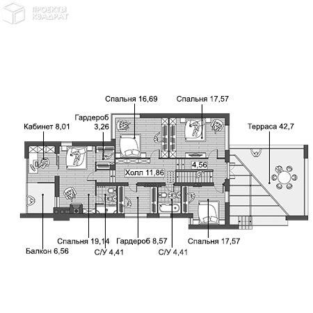 Проект w-231-1p 2-й этаж