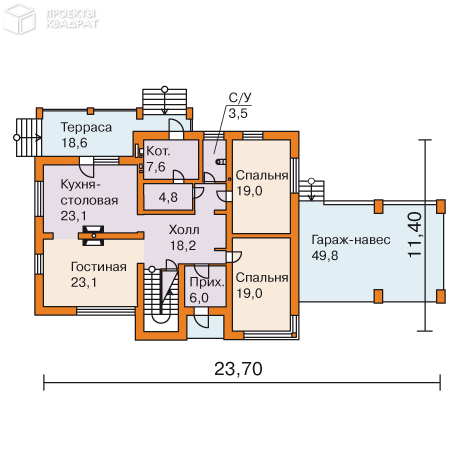 Проект w-232-1p 1-й этаж