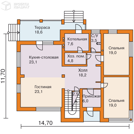 Проект w-232-2p 1-й этаж