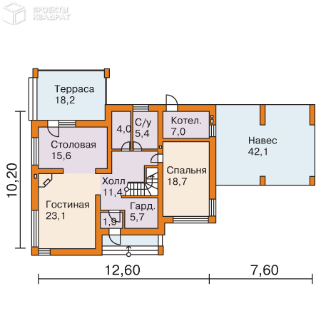 Проект w-235-1p 1-й этаж