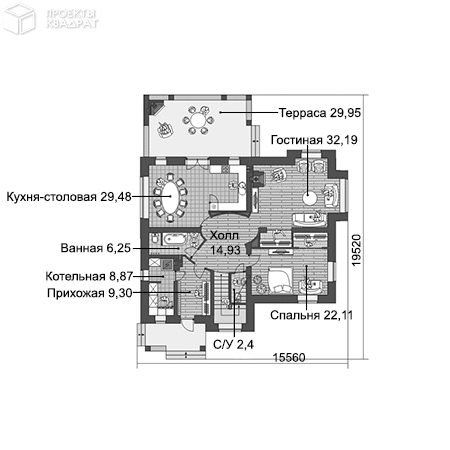 Проект w-237-2p 1-й этаж