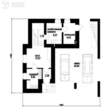 Проект w-257-1p 1-й этаж