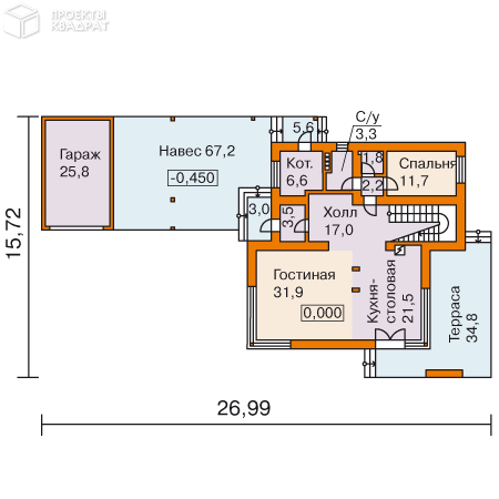Проект w-269-1p 1-й этаж